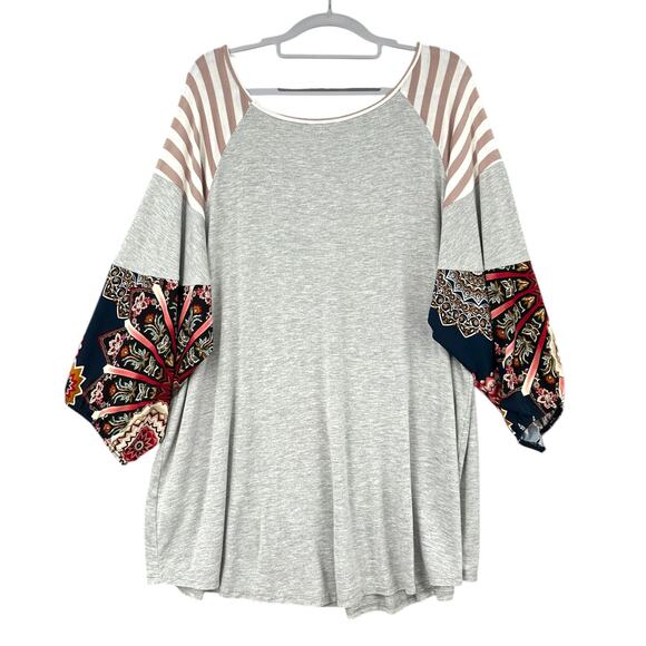 Égs California Striped Floral Pattern Loose Fit Tunic Blouse Size 1XL‎ - Picture 6 of 6